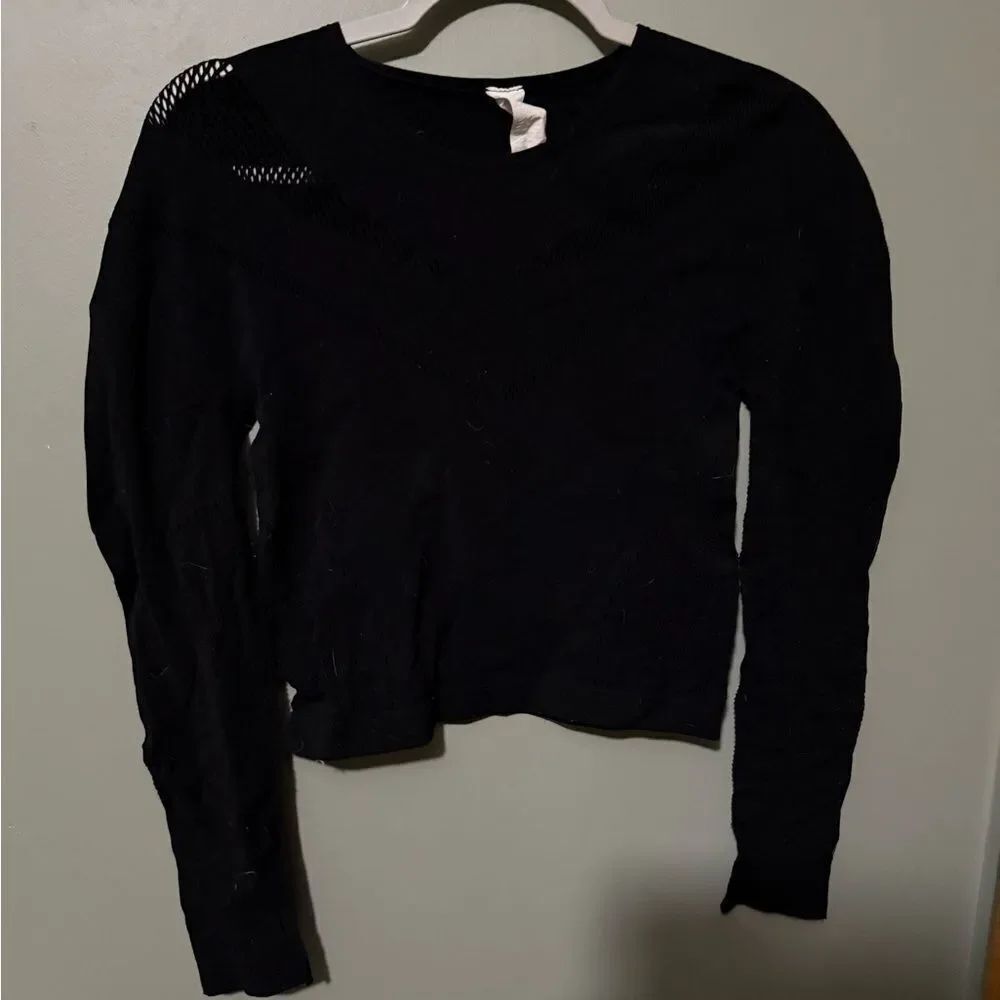 Fabletics Jaymee Mesh Long-Sleeve Top Black Size L